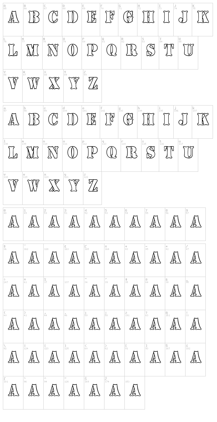Boneyard Army font map